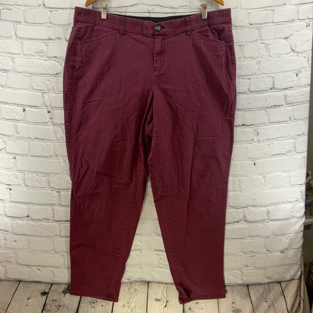 Lane Bryant Cotton Stretch Pants Dark Red Plus Sz 18